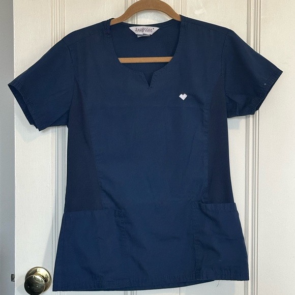 Navy blue scrub top 💙🦋 - Picture 1 of 10